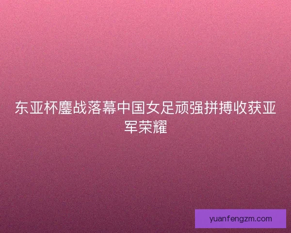 东亚杯鏖战落幕中国女足顽强拼搏收获亚军荣耀