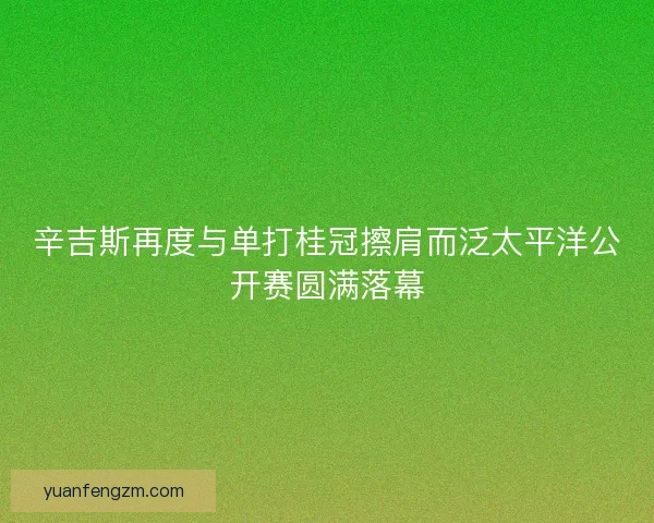 辛吉斯再度与单打桂冠擦肩而泛太平洋公开赛圆满落幕