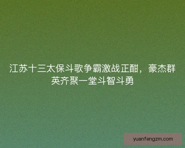 江苏十三太保斗歌争霸激战正酣，豪杰群英齐聚一堂斗智斗勇
