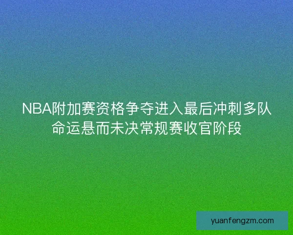 NBA附加赛资格争夺进入最后冲刺多队命运悬而未决常规赛收官阶段